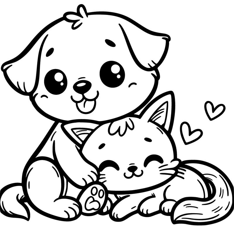cute dog and cat cuddling