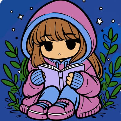 girl in oversized hoodie reading a book