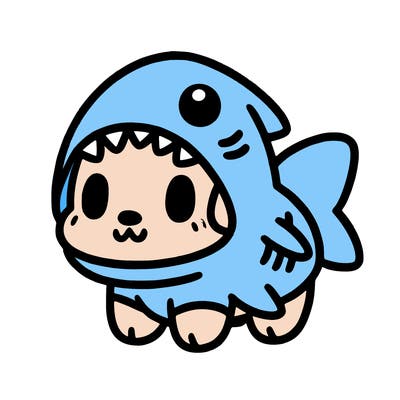 cute dog wearing a shark costume