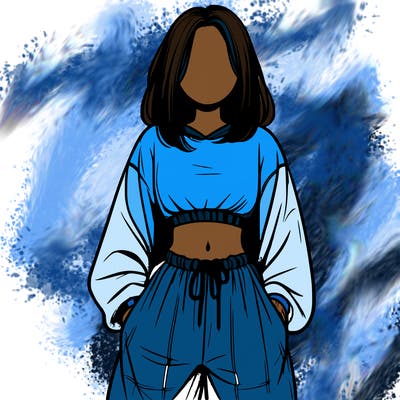realistic girl faceless with baggy pants and a crop top