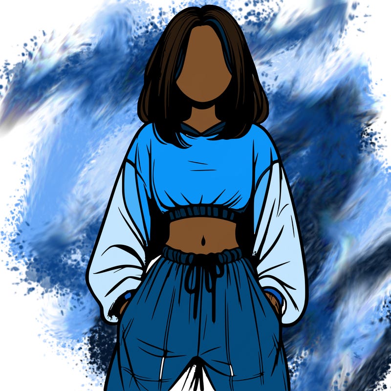 realistic girl faceless with baggy pants and a crop top