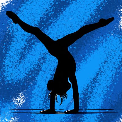 realistic gymnastic hand stand girl in four splits
