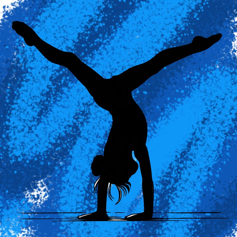realistic gymnastic hand stand girl in four splits