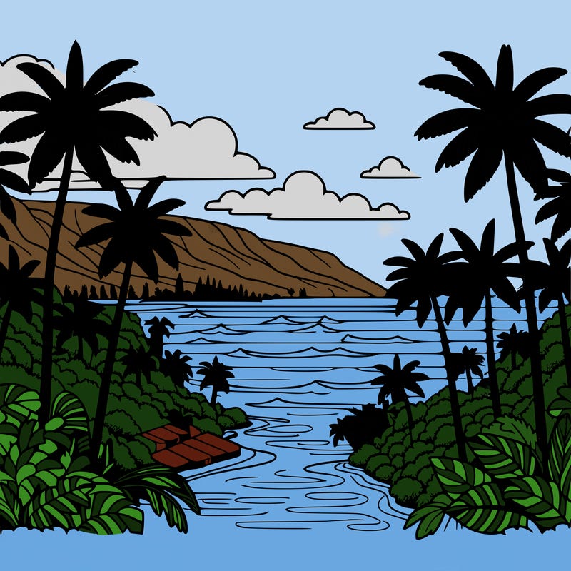 view of the ocean in hawaii lots of palm trees and beautiful view