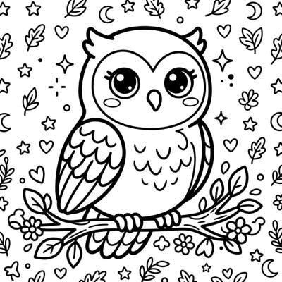 Dive into a world of cuteness with this charming Kawaii Owl coloring page, designed to bring joy and relaxation. Its bold lines and delightful details make it a perfect creative escape for colorists of all levels.