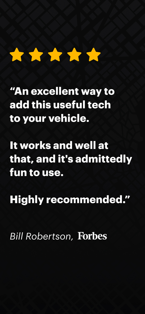 HUDWAY Drive: HUD for any car - Forbes five star review for HUDWAY Drive app by Bill Robertson
