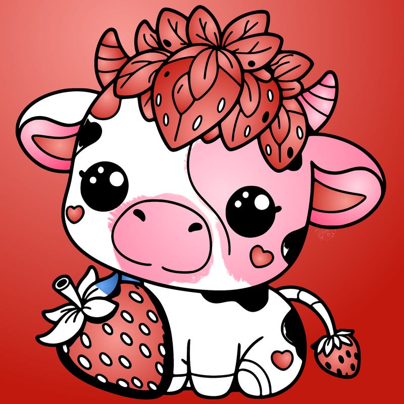 cute strawberry cow