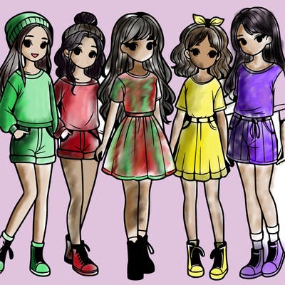 a group of five girls