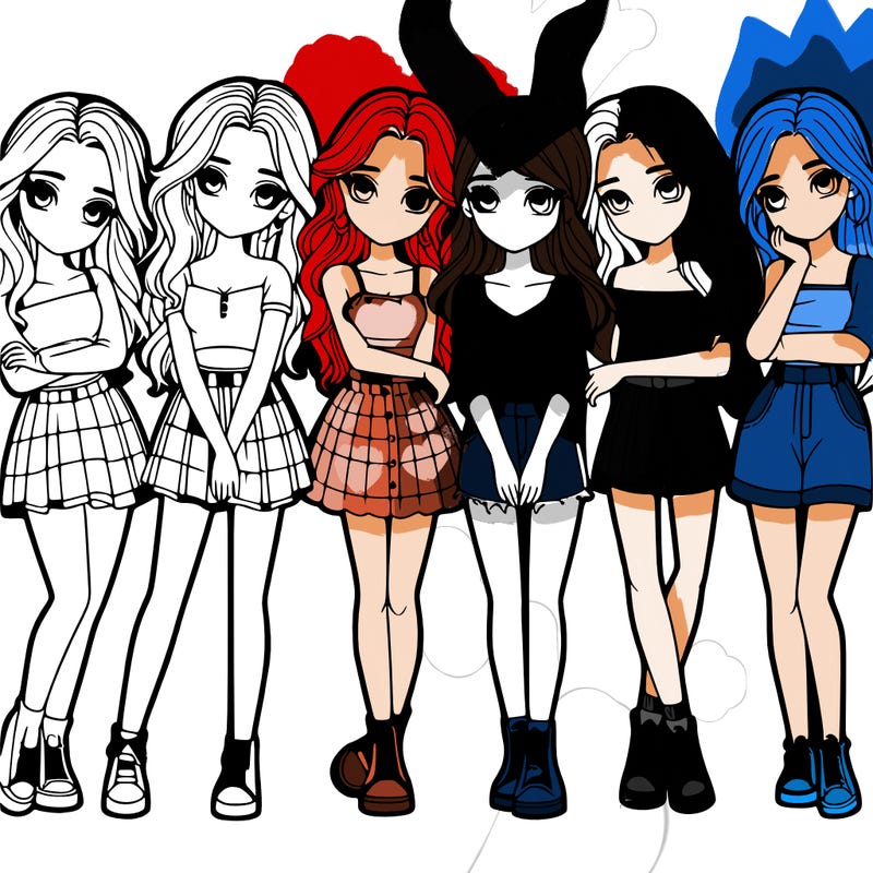 a group of girls realistic