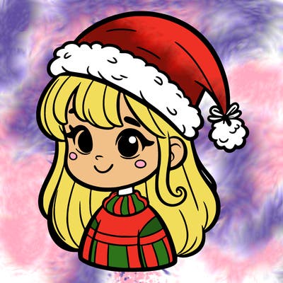 girl with christmas hat