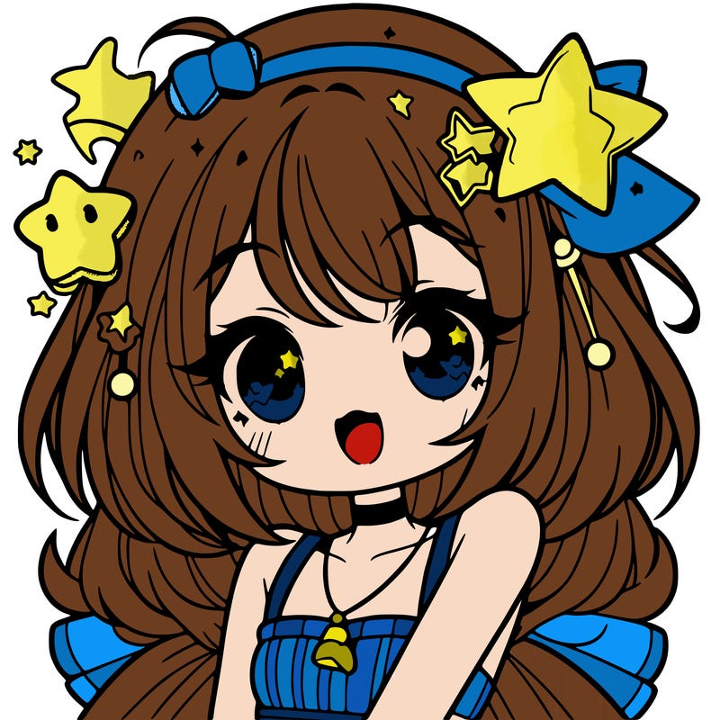 cute anime girl with star accessories