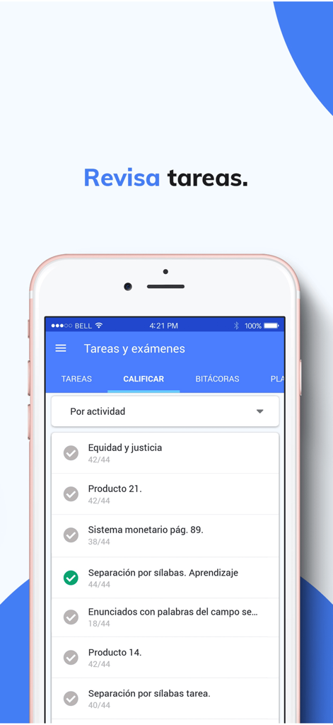 Algebraix - Interface of the Algebraix app showing a list of school assignments and exams ready for grading