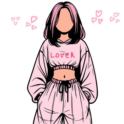 realistic girl faceless with baggy pants and a crop top