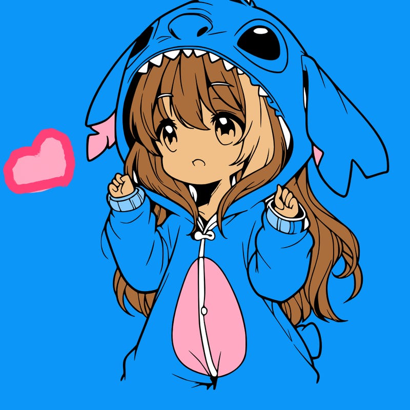 anime girl in a stitch onsie