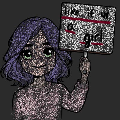 realistic girl holding up a sign