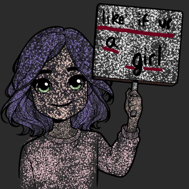 realistic girl holding up a sign