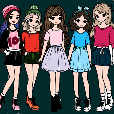 a group of five girls