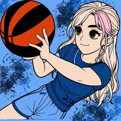 realistic girl playing basketball