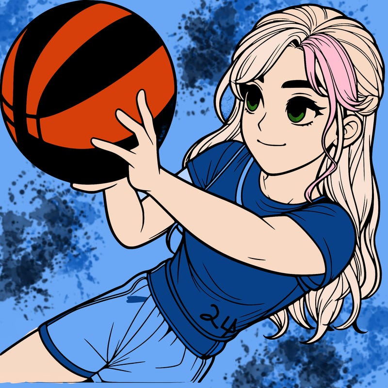 realistic girl playing basketball