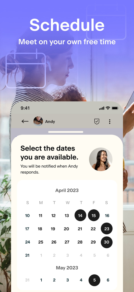 Stir: Single Parent Dating App - Stir dating app screen showing a calendar to select available dates