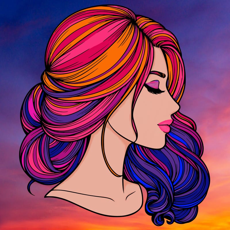 realistic woman's head & hair