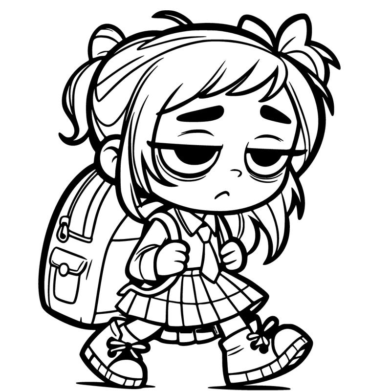 girl going to high school and she is tired