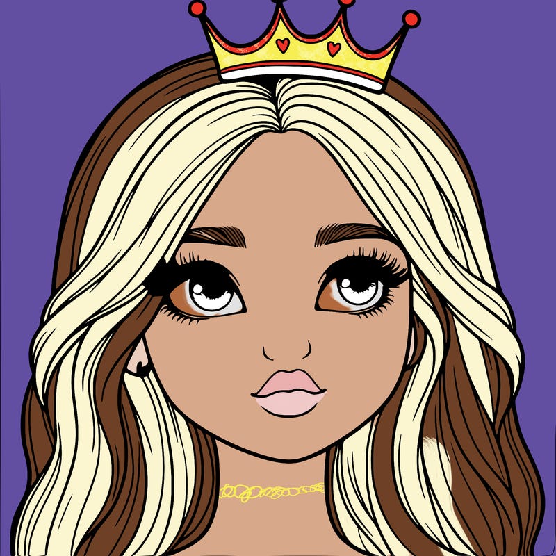 a realistic girl with a crown on