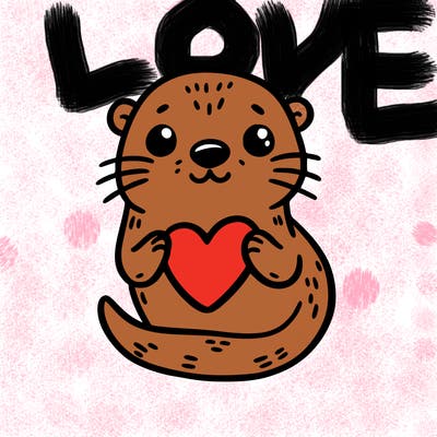 otter with a heart