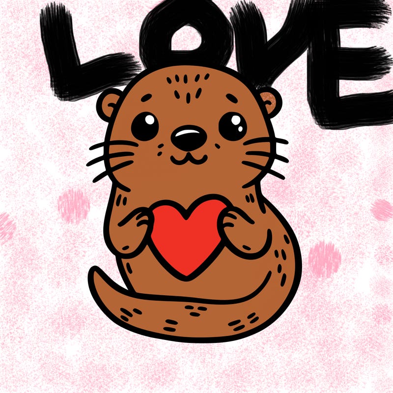 otter with a heart