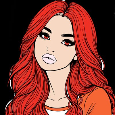 realistic girl with hair on her hair and lips