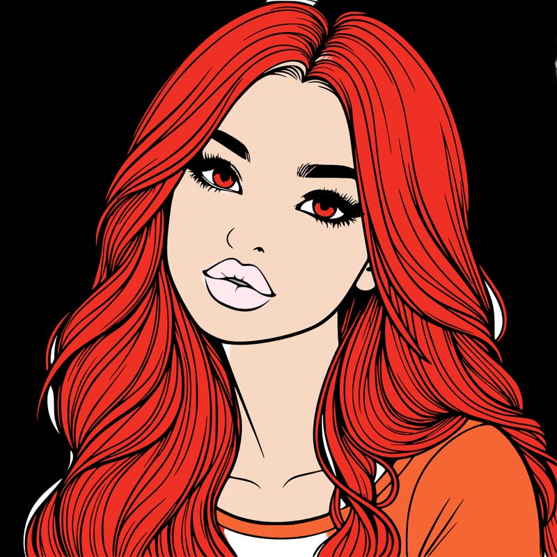 realistic girl with hair on her hair and lips