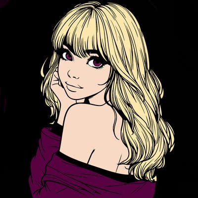 realistic girl with bangs looking over her shoulder