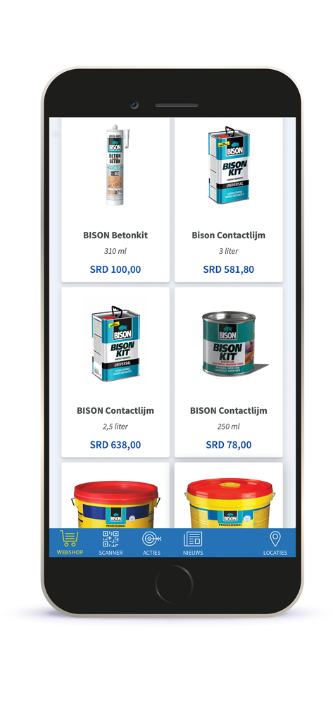 Kuldipsingh mobile app interface showing hardware products and prices