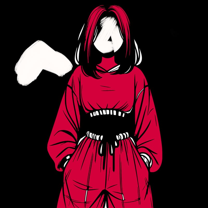 realistic girl faceless with baggy pants and a crop top