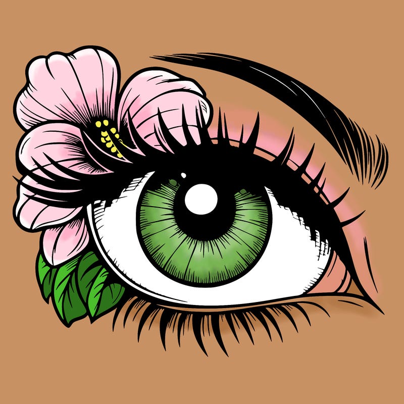 realistic eye with flower