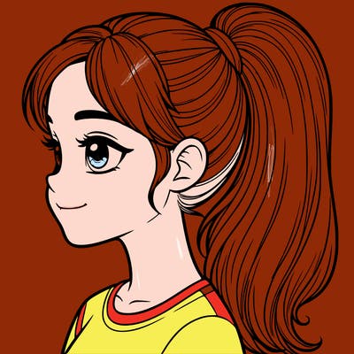 realistic girl with a ponytail