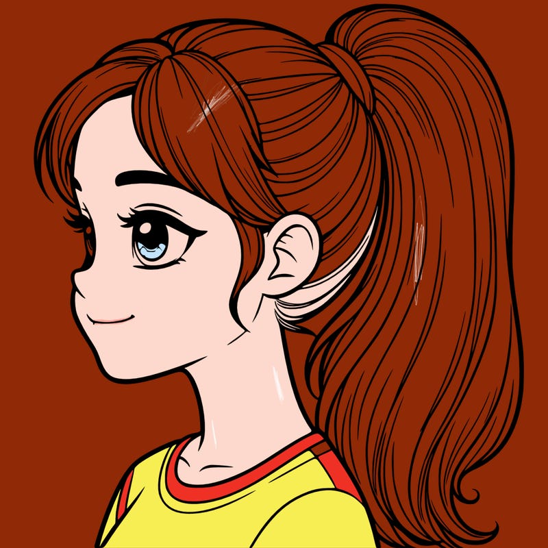 realistic girl with a ponytail