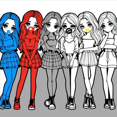 a group of girls realistic