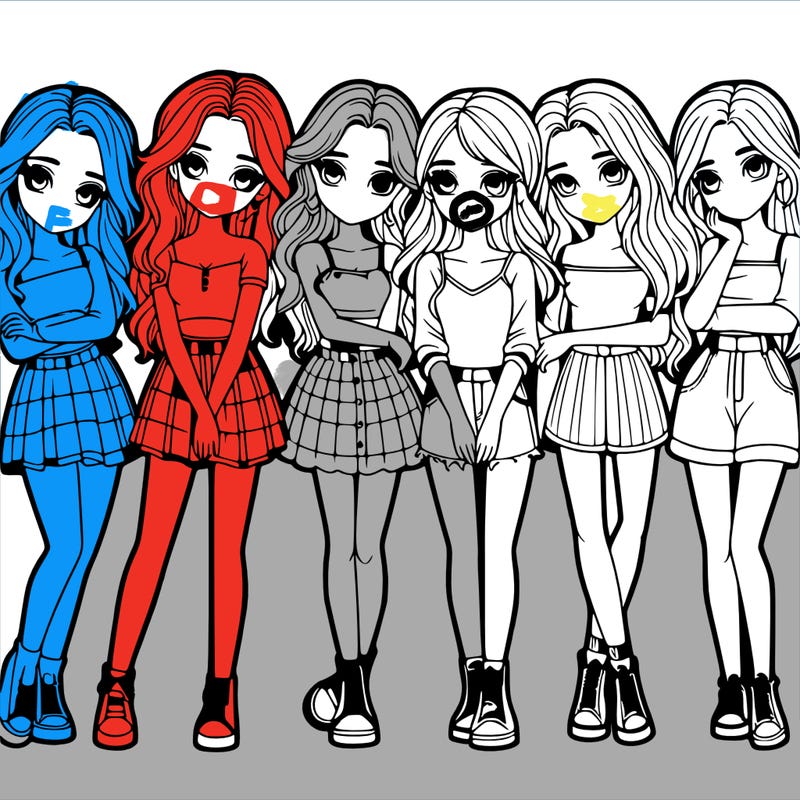 a group of girls realistic