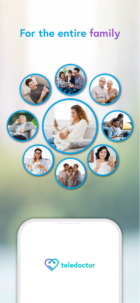 teledoctor. - A group of diverse family members using mobile devices for healthcare consultations with the teledoctor app