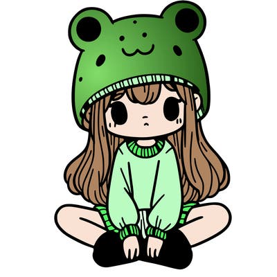 a girl wearing a frog hat and some frog socks