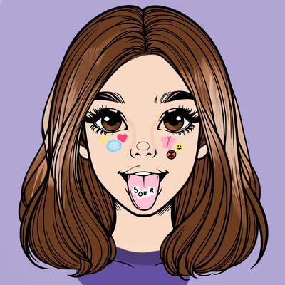 realistic girl with her tongue out