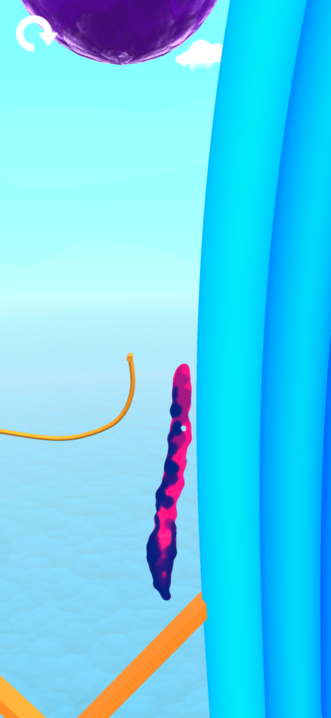 Pouring Master 3D - A screenshot of Pouring Master 3D showing ultra-realistic liquid falling through a physics-based 3D puzzle level