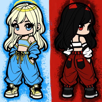 girl in crop top and baggy pants