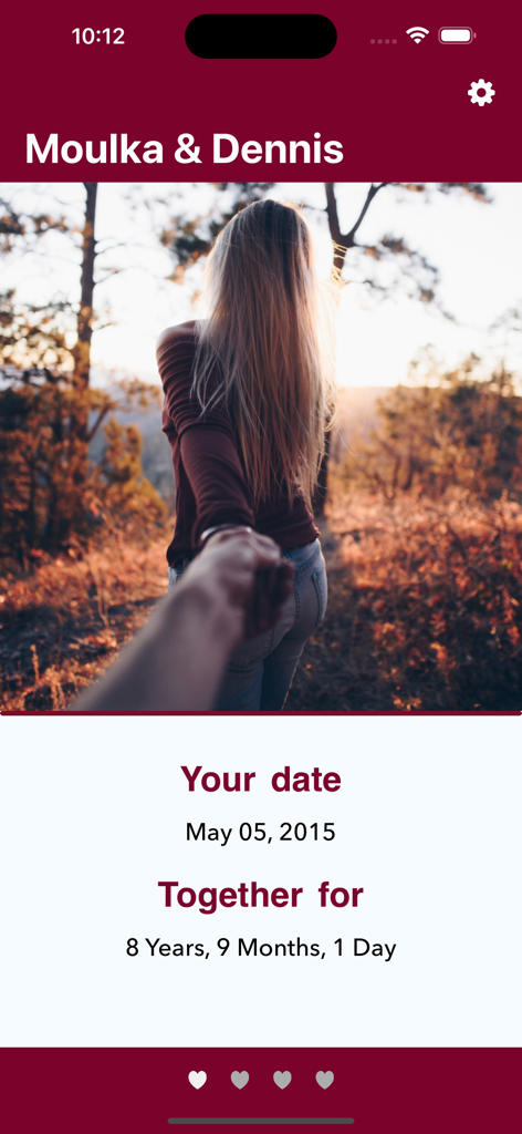 LoveCounter - My Love - Relationship counter interface showing time together and couple photo