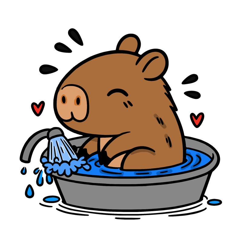 capybara taking a bath