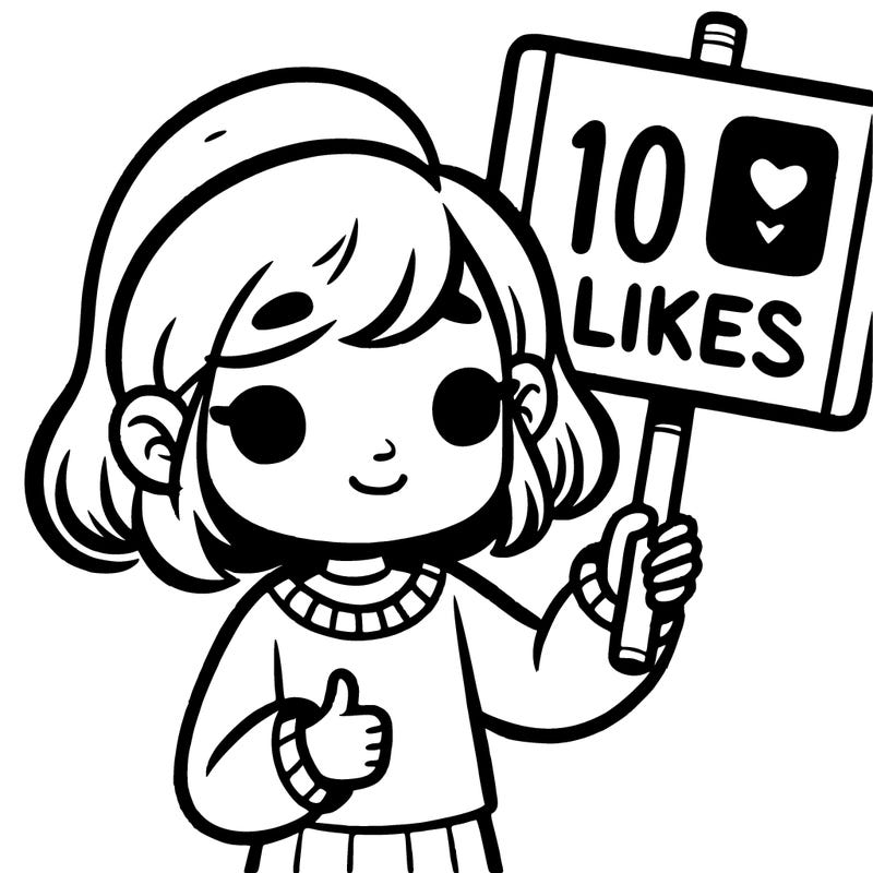 girl with a sign that says 10 likes