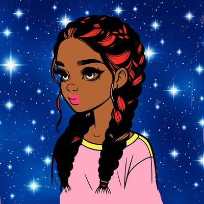 realistic girl with braids