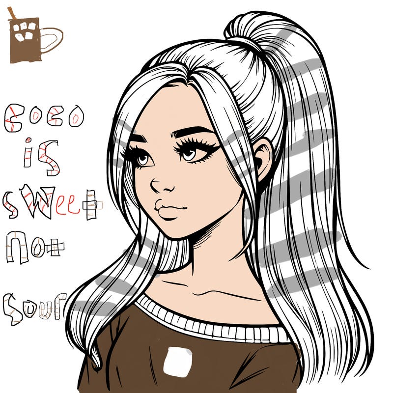 realistic girl with a high ponytail