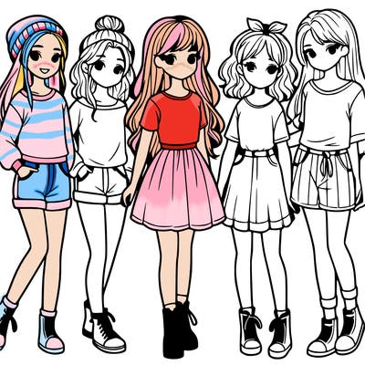 a group of five girls